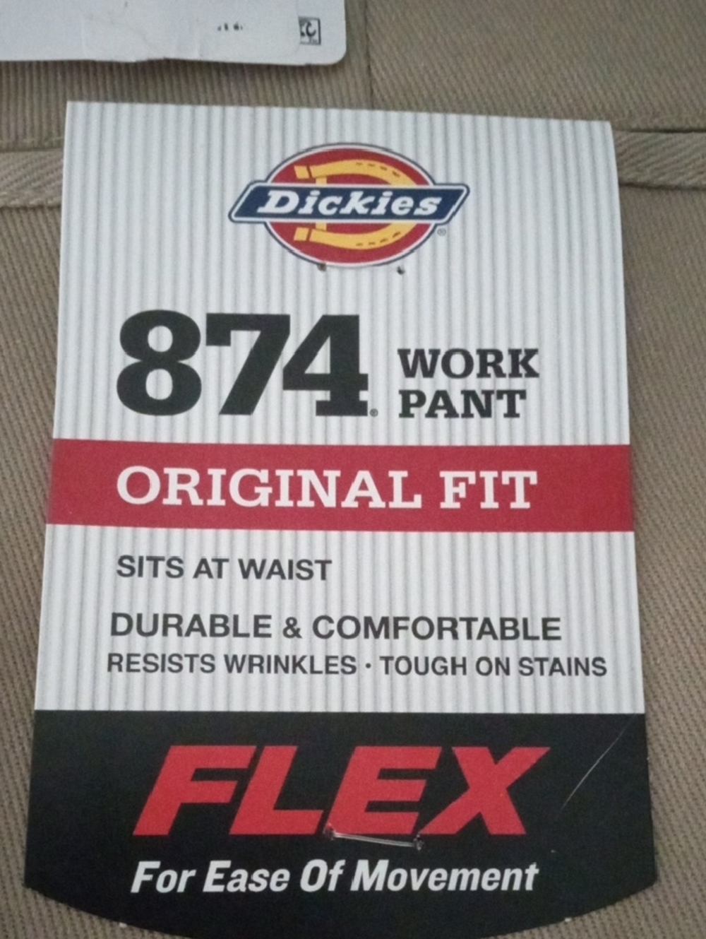 Dickies Khaki 874 Original Fit Work Pants 34X34 NWT - Picture 4 of 12